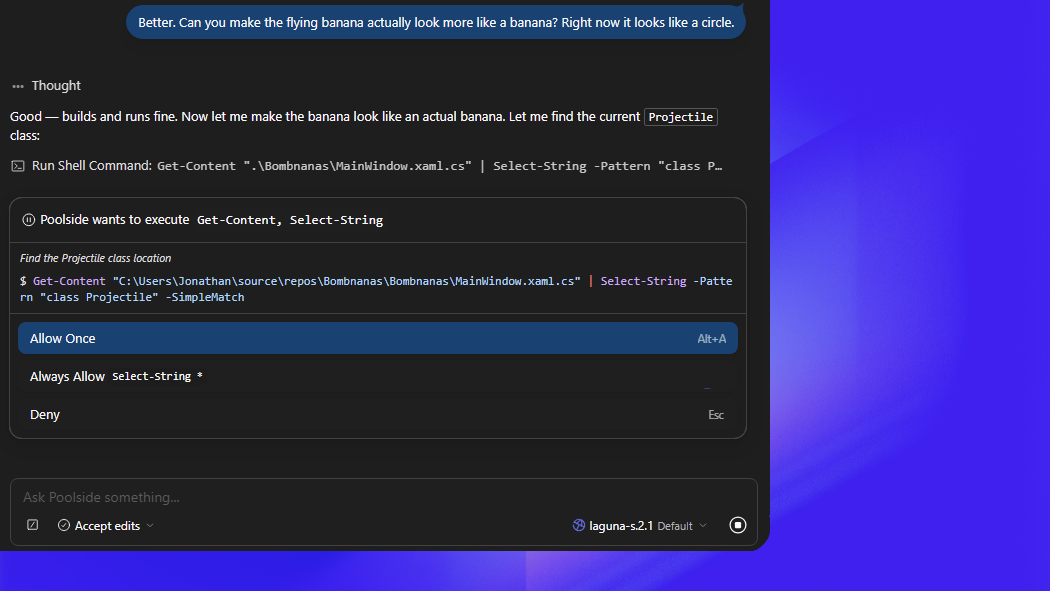 Screenshot of Poolside Assistant for Visual Studio